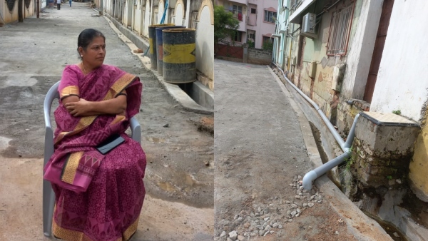 Senior woman lawyer Jayanthi Rani sat on the road as a lone protesting against the blunders committed by the Trichy Corporation 
