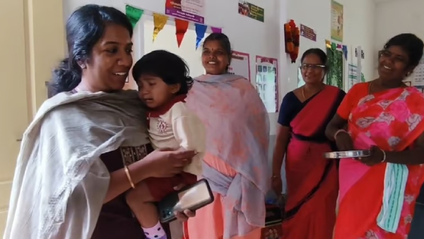 Krishnagiri District Collector Sarayus daughter studying in Anganwadi center 