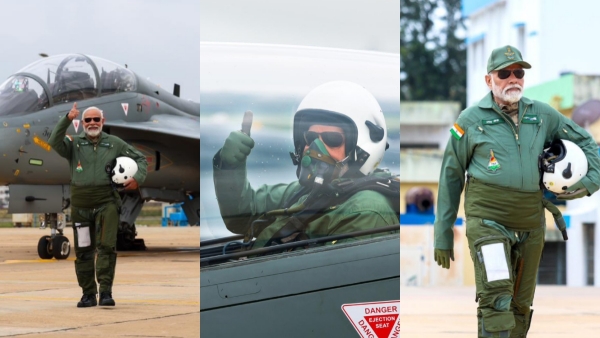Prime Minister Narendra Modi flew in the Indian Air Forces Tejas fighter jet Prime Minister Narendra Modi flew in the Indian Air Forces Tejas fighter jet