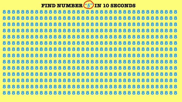 Number 5 is in only one place in this picture, Can you spot with in 10 seconds 