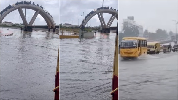 outside Of Chennai Kilambakkam bus stand looks like a large stagnant pool of water outside Of Chennai Kilambakkam bus stand looks like a large stagnant pool of water