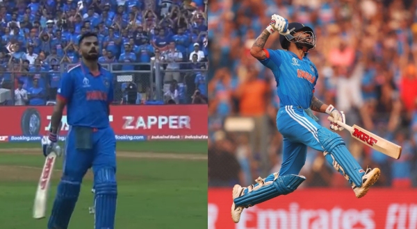 What did Kohli do after creating century history in ODI and What did Sachin react to him?