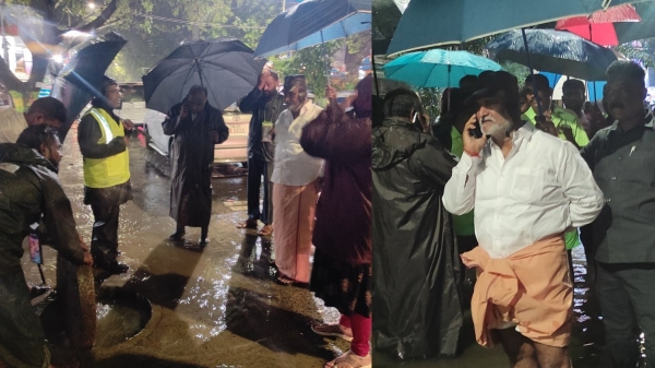  Minister Sekar Babu visited rain affected areas in Kolathur, Chennai 