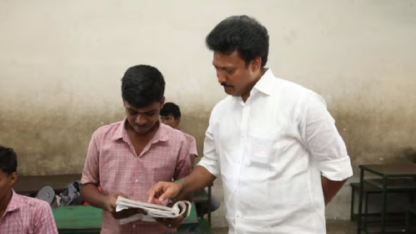 Erode Government Schools and Minister Anbil Mahesh sudden review at Erode government schools today Erode Government Schools and Minister Anbil Mahesh sudden review at Erode government schools today