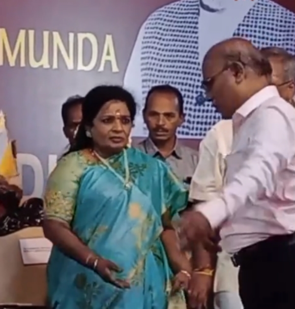 Tribal people were made to sit on the floor in a function attended by Puducherry Governor and CM