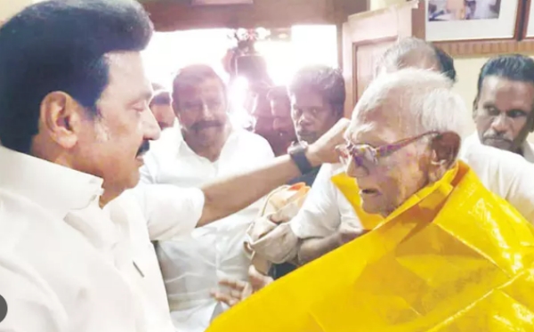 Stalin uncle Dakshinamoorthy celebrated his 100th birthday yesterday. 