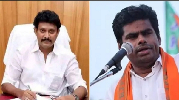 Annamalai criticise the family of Minister Anbil Magesh Poiyamozhi in Trichy Annamalai criticise the family of Minister Anbil Magesh Poiyamozhi in Trichy