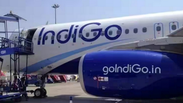 A flight damaged by a tractor at Chennai airport