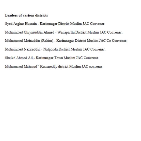 Telangana Muslim JAC declares support to Congress in assembly election