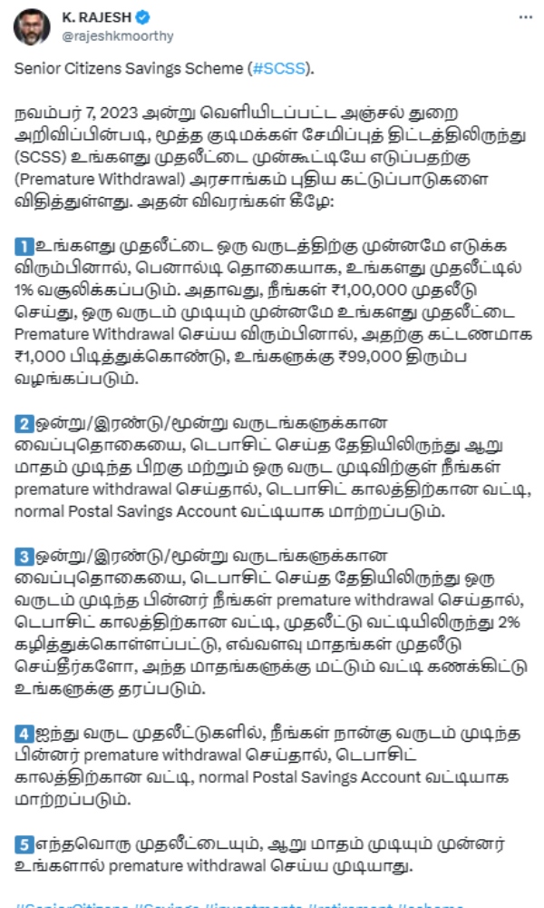Post Office Restrictions on Senior Citizen Savings Scheme: economist Rajesh explain 