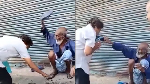 Madhya Pradesh Election 2023: Ratlam Congress Candidate slaps with slipers by Fakira Baba in road Madhya Pradesh Election 2023: Ratlam Congress Candidate slaps with slipers by Fakira Baba in road