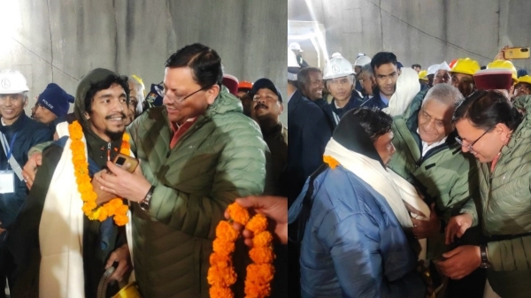  Workers rescued from Uttarakhand tunnel People celebrate with fireworks