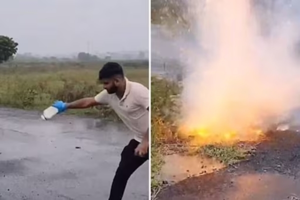 A youth Sets Water On Fire? Viral Video Leaves twitter Puzzled 