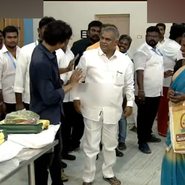 Actor Vijay says cool cool after Bussy Anand tension on Tirunelveli Relief Materials Distribution event 