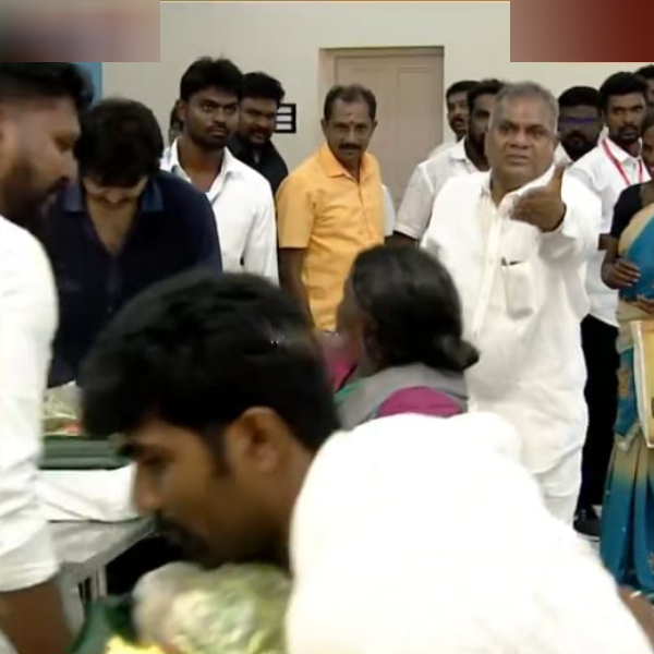 Actor Vijay says cool cool after Bussy Anand tension on Tirunelveli Relief Materials Distribution event 