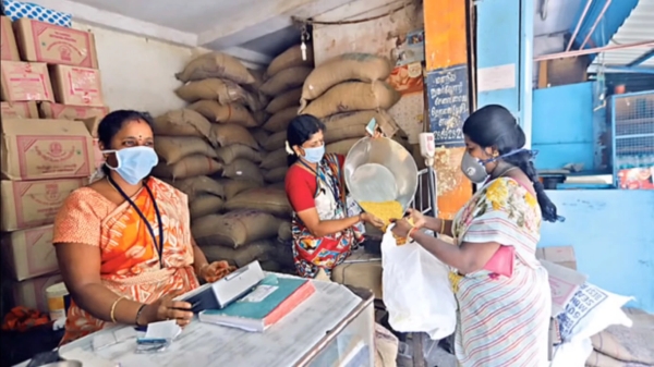 What is happening in the Chennai Ration Shops after the cyclone and the flood? 