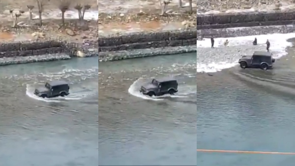 The police fined the person who dropped the Thar car in the river to escape the traffic jam The police fined the person who dropped the Thar car in the river to escape the traffic jam