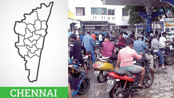 Shortage of petrol and diesel in bunks today 4th day due to Chennai Flood affected areas