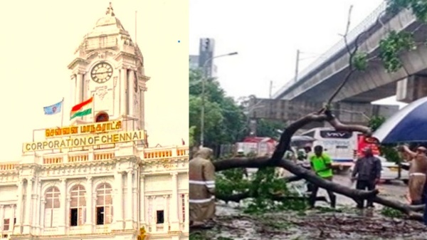 Due to Cyclone Michaung , while the Chennai corporation employees are risking their lives to carry out renovation works. 