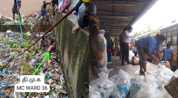 DMK councilor Malaisamy worked to clear a canal amid the heavy Chennai Flood