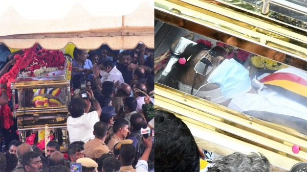 DMDK cadres gathered in Islands ground to pay tribute to Vijayakanth 