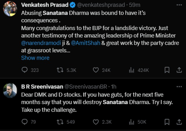 Did Sanata Dharma comment by Udhayanidhi Stalin play a major role against Congress in Madhya Pradesh Election 2023 ?