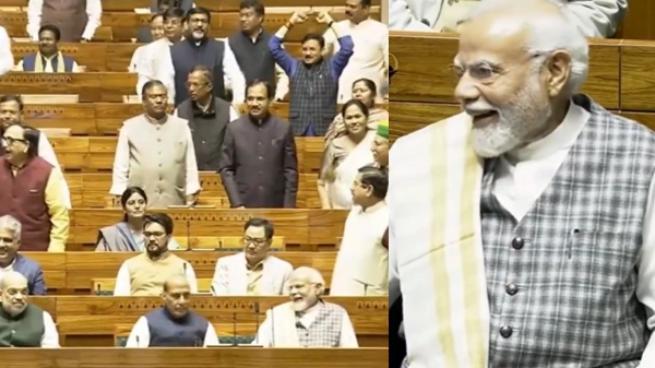BJP MPs raise the slogan of Teesri Baar Modi Sarkar in Lok Sabha 