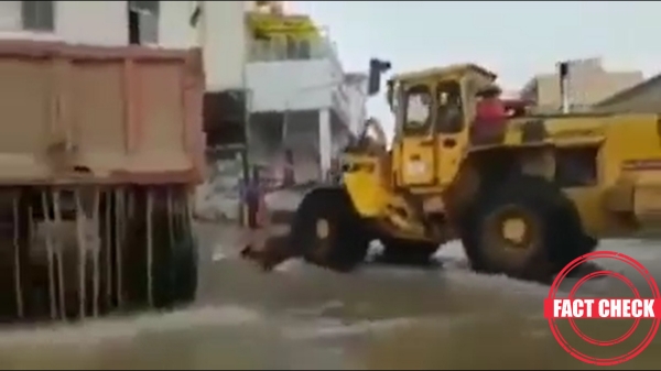 Fact check on video is showing the removal of water by bulldozer during the Chennai floods Fact check on video is showing the removal of water by bulldozer during the Chennai floods