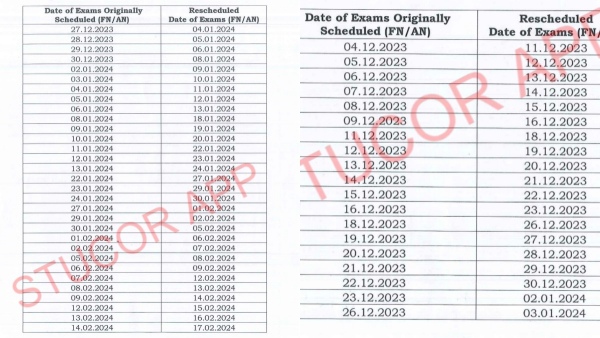 Date notification for resumption of university examinations postponed due to stormy rains