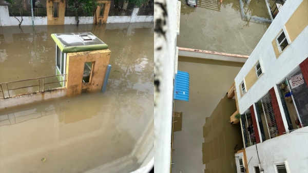 What is floating in on the roads amid the heavy Chennai Flood? 