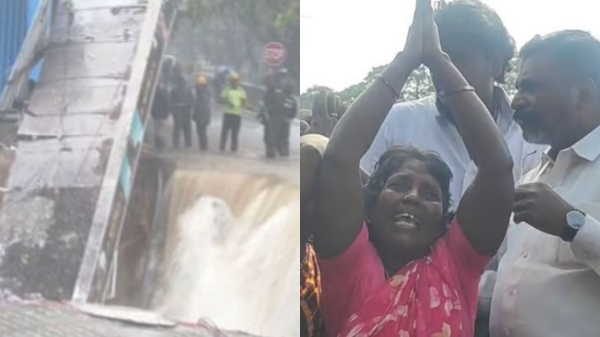 Chennai Flood and 2 workers in 50 feet ditch in Velachery due to Chennai Cyclone and Thirumavalavan visits 