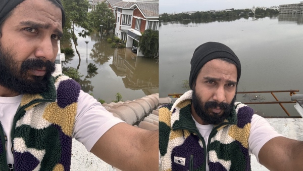 Actor Vishnu Vishal has published photos that the rain has flooded inside his house