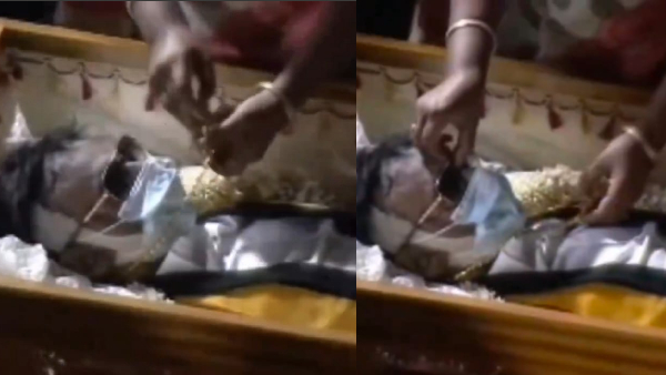 Premalatha who taken off the chain from Vijayakanths neck befor he burried Premalatha who taken off the chain from Vijayakanths neck befor he burried
