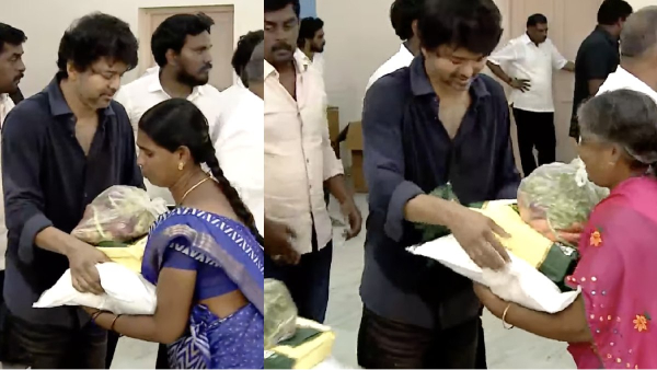 Thalapathy Vijay in person went to all people and gave flood relief material