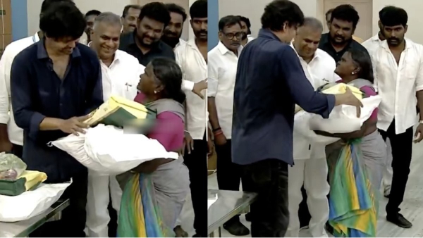 Vijay Nellai Visit A old lady failed to identify Thalapathy when he was giving flood relief material in Nellai Vijay Nellai Visit A old lady failed to identify Thalapathy when he was giving flood relief material in Nellai