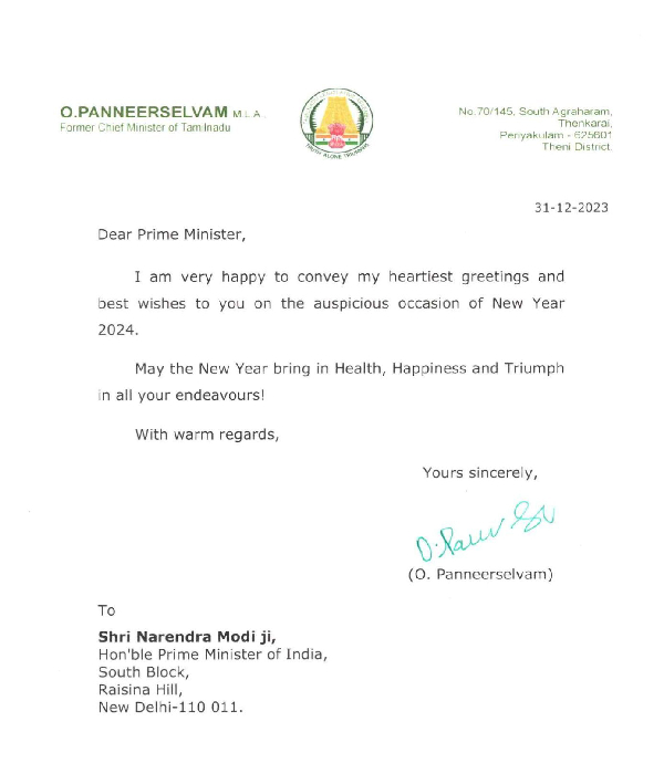 O Panneerselvams letter to pm modi: Is this a messenger