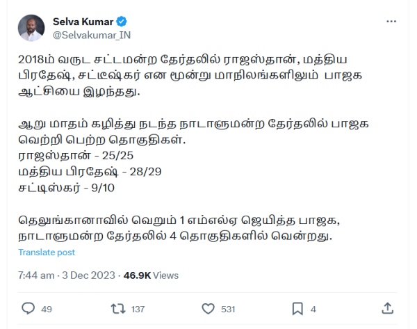  Rajasthan election results 2023: Tweet by BJP state executive before the results of the 4 state elections 