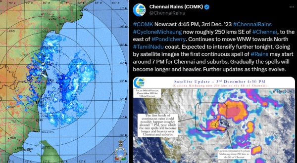 The night is going to be heavy and lengthy amid the cyclone Michaung to hit in Chennai