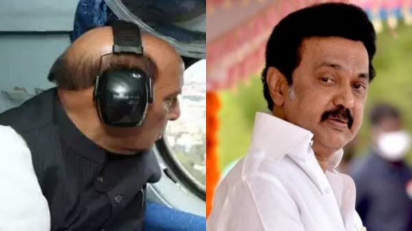 Did CM Stalin say no to go in helicopter with Rajnath Singh in Chennai 
