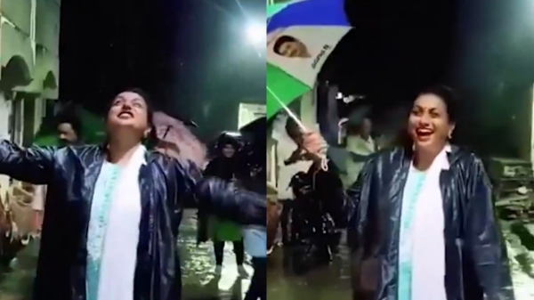  Due to cyclone michaung rain Actress turned Minister Roja dances, now controversy 