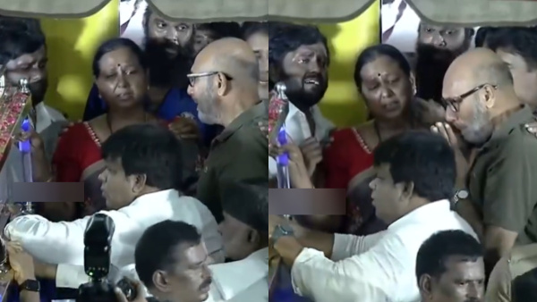 Actor Sathyaraj pay last tributes to DMDK Leader Vijayakanth 