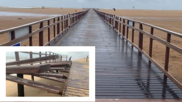 Marina beach pathway for disabled removed ahead of Michaung cyclone 