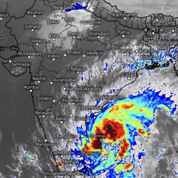 Lets see where the michaung storm distance from Chennai 