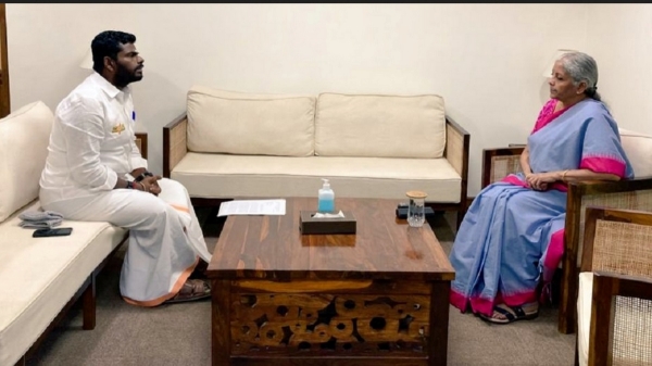 TN BJP President Annamalai meets Union Finance Minister Nirmala Sitharaman on Flood issue TN BJP President Annamalai meets Union Finance Minister Nirmala Sitharaman on Flood issue