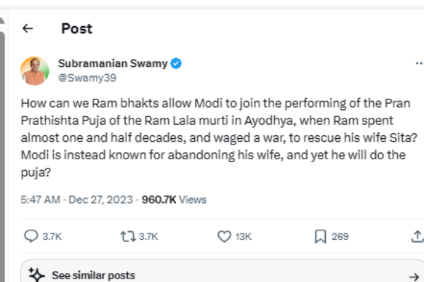  PM Modi is known for abandoning his wife and yet he will do the puja in Ayodhya Ram Temple Pran Prathishta puja