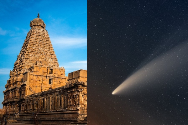 A comet seen above the Thanjavur Big Temple causes confusion among the people 