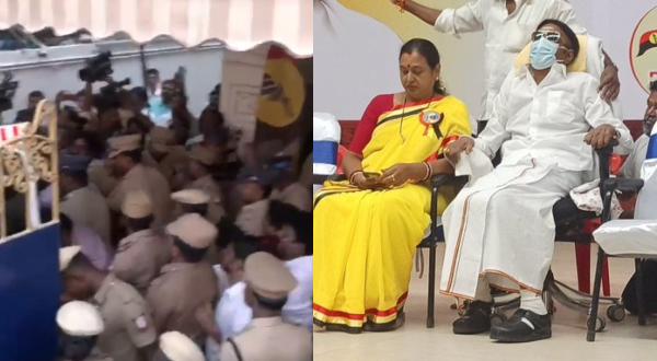 What did happen when DMDK Founder Vijayakanths body was brought to his home?