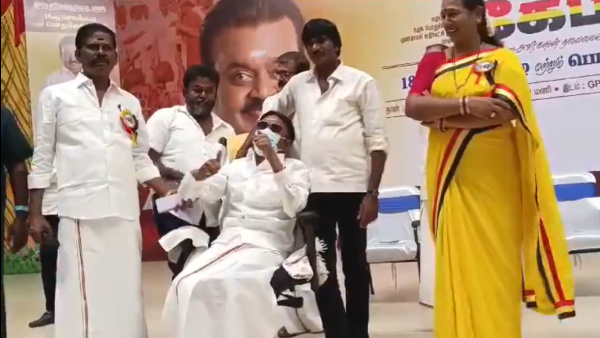 Vijayakanth was seen in Wheel Chair 