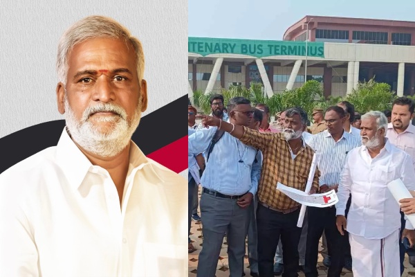 Minister Sekar Babu Visits Kilambakkam bus terminus ordered to demolish the wall Minister Sekar Babu Visits Kilambakkam bus terminus ordered to demolish the wall