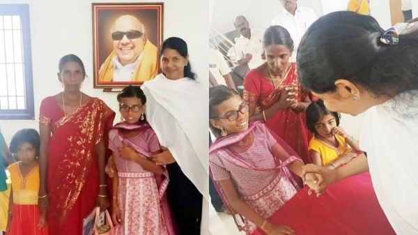 Young girl who got vision thanked Kanimozhi 